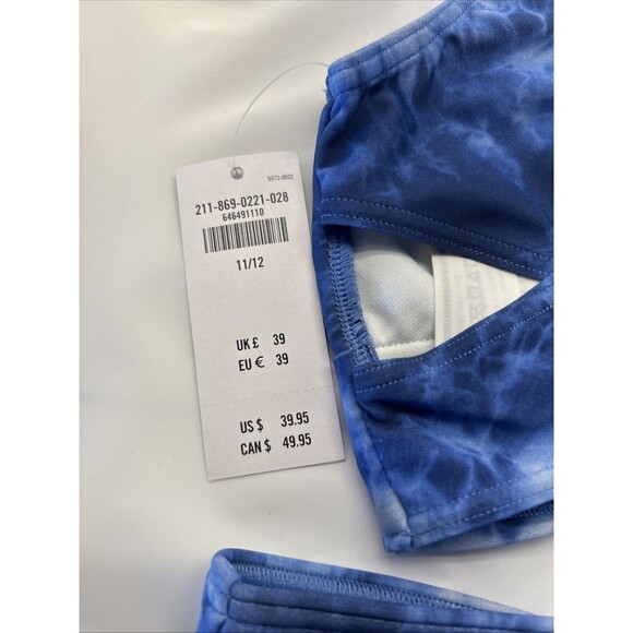 Abercrombie Kids 2 Piece Bikini Girls 11/12 Blue Tie Dye Design New w/Tags - Picture 4 of 8